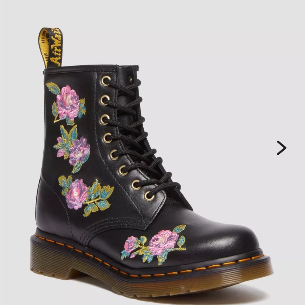 Dr. Martens Black Boots with Colorful Floral Design